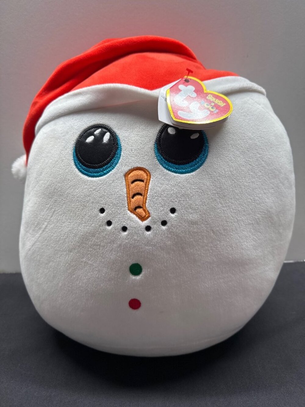 Ty Squish-A-Boos Flurry Snowman Plush With Santa Hat 12-Inch Christmas Toy